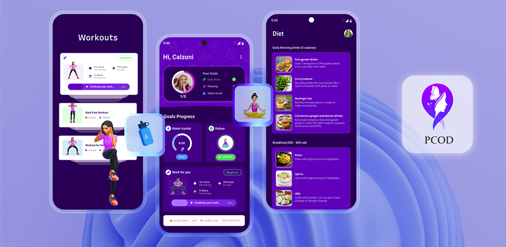 PCOS Exercise & Lifestyle App Screenshots